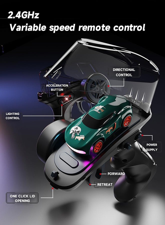 ANTSIR Mini RC Drift Car for Adults, 1/64 Desktop Drift Car with Colorful Lights, Desk Remote Control Cars for Race, Hobby Gifts and Toys (Black Concept Model) - Image 5